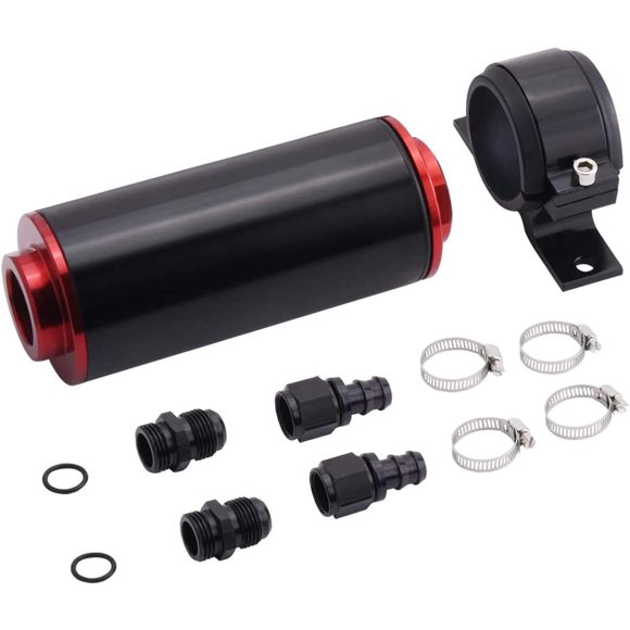 GFDYREE Kit de Filtre à Carburant en Ligne 6AN avec Adaptateurs de Cloison, Raccords à Verrouillage Poussoir et Support de Montage de Filtre à Carburant pour Tuyau de Ligne de Carburant 3/8, Idéal pour Essence, Carburant Éthanol E85, Diesel, Bio-diese