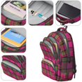 thumbnail image 3 of Pink and Green Checkered Pattern Backpack for School, Cute School Bag with Adjustable Shoulder Straps and Padded Back, 16.9"x12.6"x5.9", 3 of 4