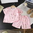 thumbnail image 2 of Ulanda Ensemble de Pyjama 2 Pcs Pjs Coton Tenue de Nuit d'Été Manches Courtes Haut avec Bas (Rose, 5-6 Ans), 2 of 6