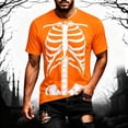 thumbnail image 2 of LIIPEE Halloween Skeleton Graphic Tees For Men Short Sleeve Crew Neck Tshirt Fall Holiday T‑Shirts, 2 of 4