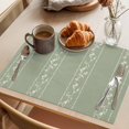thumbnail image 3 of Green Flower Branch Placemats Set of 6 Spring Summer Farmhouse Botanical Place Mats Indoor Wipeable Table Mats Washable Cloth Dining Table Placemats for Kitchen Holiday Party Home Decor 13x19 Inch, 3 of 9