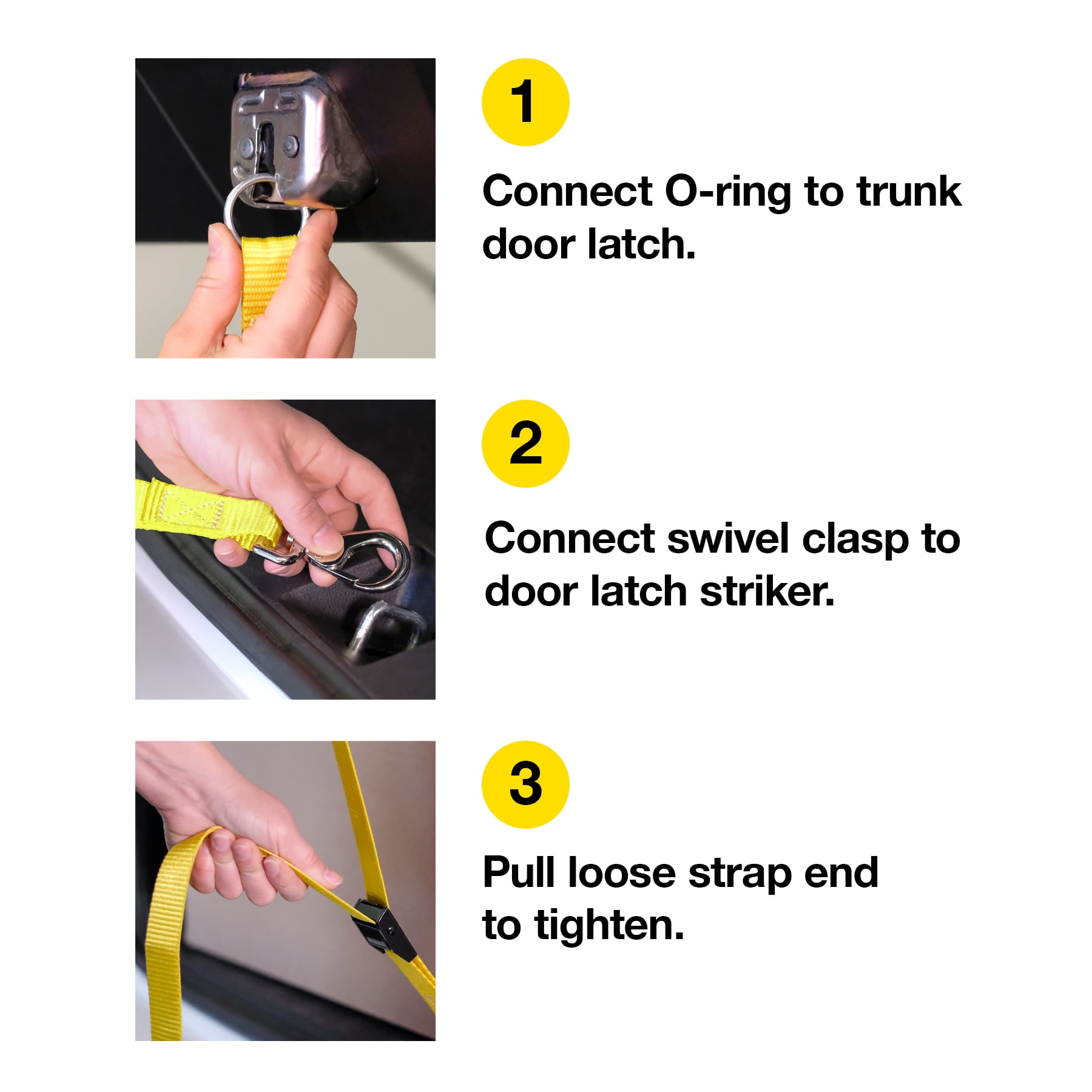 (3 pack) Wrap It Storage Trunk Strap, Yellow, R100-TS-6YE, 6ft, 1 Each