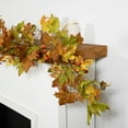 thumbnail image 3 of Northlight Maple Leaves and Berries Artificial Fall Harvest Garland - 5' x 8" - Brown and Orange, 3 of 8