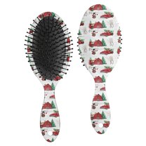 Red Christmas Farm and Truck Pattern Hair Brush,Girls Detangling Hair Brush,Glide Through Tangles with Ease for Wet & Dry Hair,8.8"X2.8"
