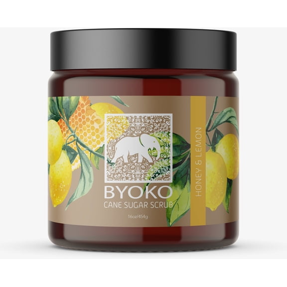 BYOKO Natural Honey Lemon Sugar Scrub, Exfoliating Body Scrub 16oz