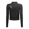 thumbnail image 4 of YONGHS Women's Glossy Long Sleeve Crop Tops Turtleneck Holographic Blouse for Raves Club Dance Black S, 4 of 7