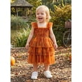 thumbnail image 4 of BemeyourBBs Toddler Baby Girl Halloween Dress Outfit Kids Girl Fall Smocked Dress Flying Sleeve Ghost Bat Maple Leaves Printed Tutu Tulle Dress Little Girls Summer Fall Cake Smash Party Dress, 4 of 9