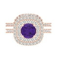 thumbnail image 2 of 1.8 ct Brilliant Round Cut Natural Amethyst 14K Rose Gold Halo Solitaire with Accents Engagement Bridal Wedding Ring Band Set size 9.25, 2 of 7