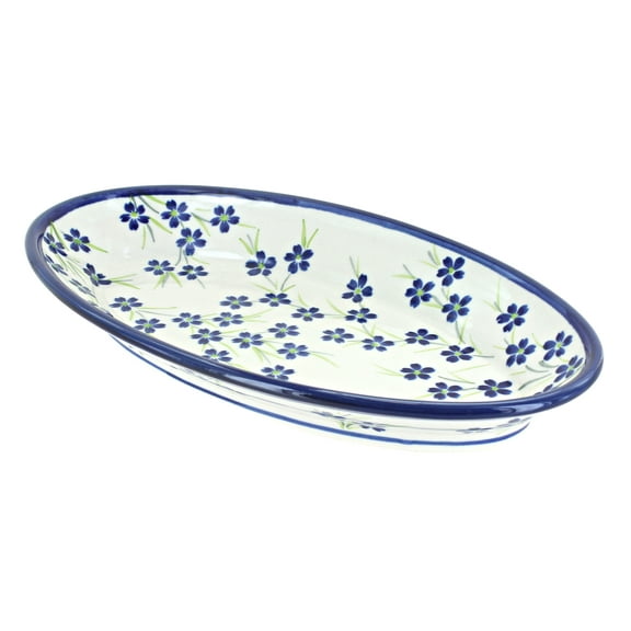 Blue Rose Polish Pottery Willow Small Oval Platter