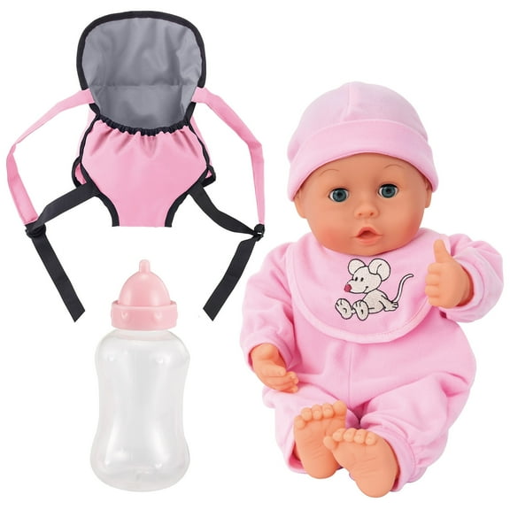 My First: Words Baby Doll Carrier Set W/ Pink & Mouse Outfit