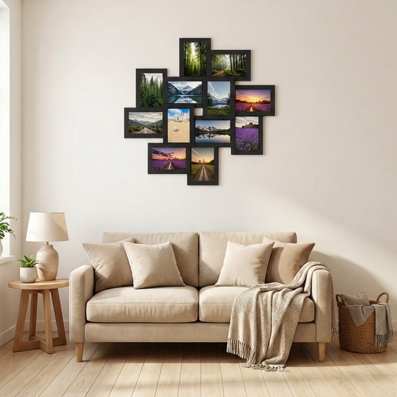 LEDREM 12-Pack 4x6 Wall Collage Photo Frames, Multi-Picture Display with Glass Front, Easy Assembly, Ink Black