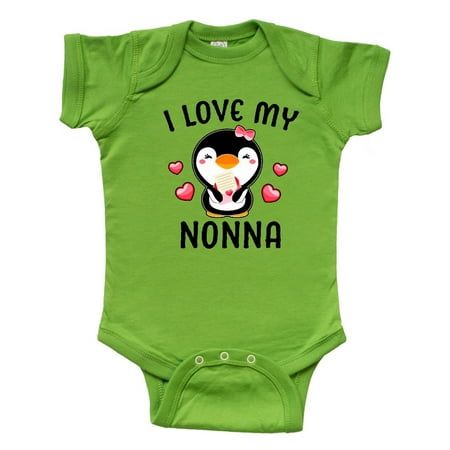 

Inktastic I Love My Nonna with Cute Penguin and Hearts Gift Baby Girl Bodysuit