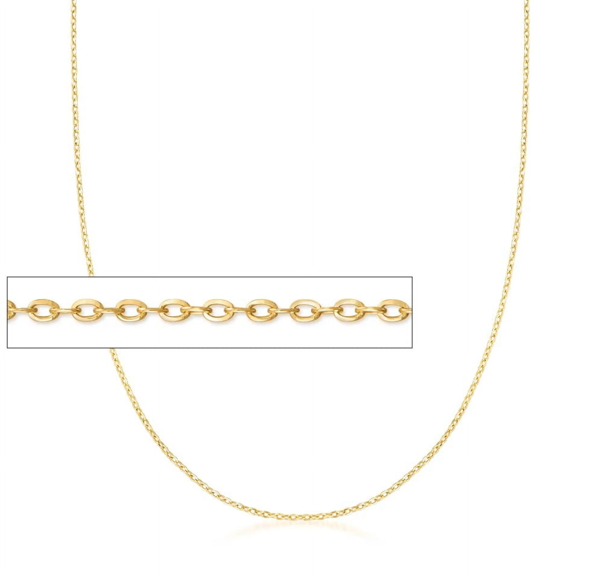 14k Yellow Gold 1mm Cable Chain Necklace, 16” to 24”, Women, Girls, Unisex