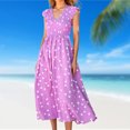 thumbnail image 1 of Vestido A Media Pierna Vestidos de playa para mujer Abrigo floral Cuello en V Moda fluida para ir de compras (Púrpura XXXL) Cgtredaw Para estrenar, 1 of 1