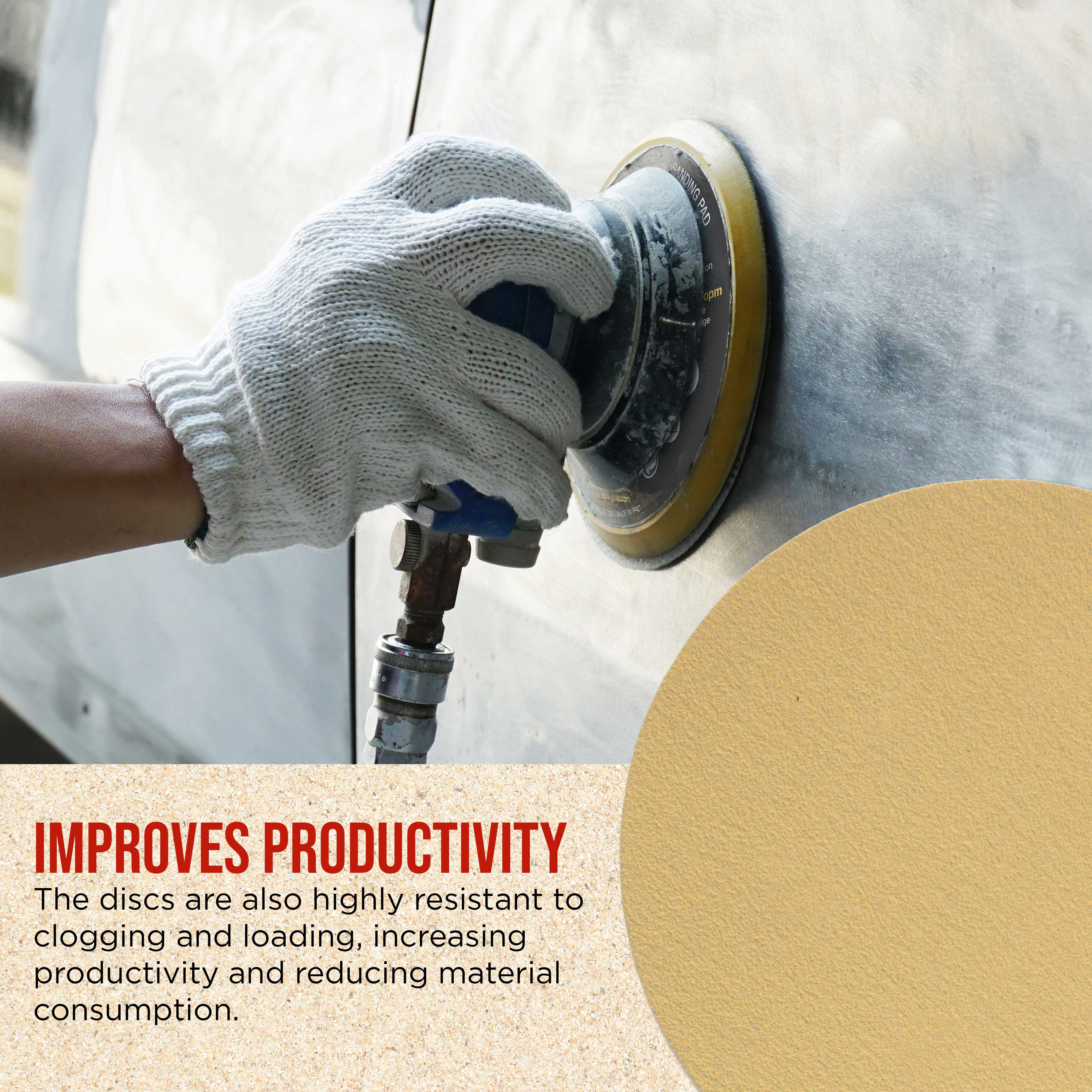 ProductionShop Premium 120 Grit 6" Gold Sanding Discs, Box of 100 - Hook & Loop Backing Abrasive Sandpaper for DA & Random Orbital Sanders - Sand Auto Paint, Metal, Wood, Woodworking Furniture
