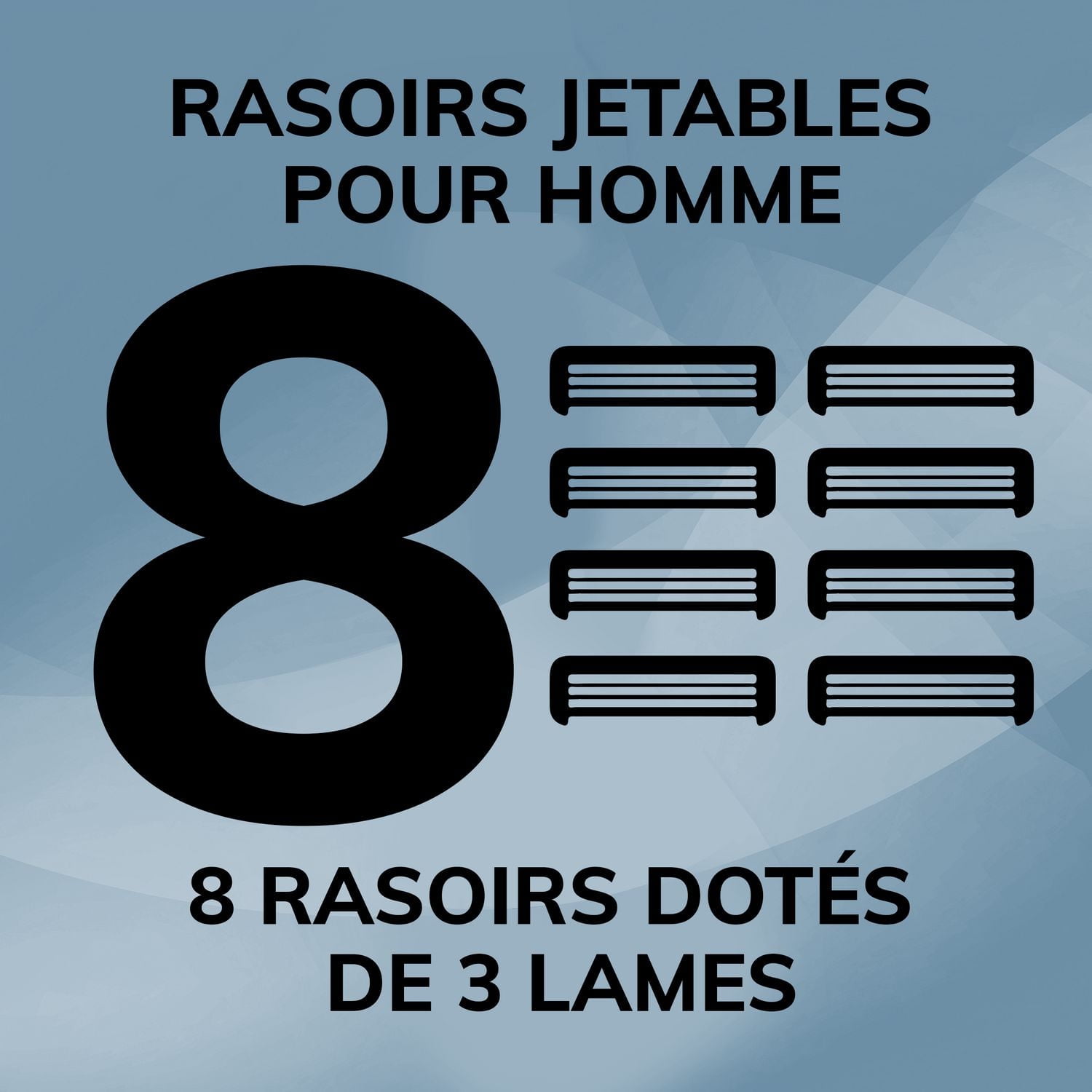 Rasoirs jetables pour hommes BIC Flex 3 Titanium, des rasoirs parfaits pour un rasage lisse et confortable, rasoirs 3 lames, paquet de 8. Paquet de 8