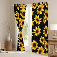 thumbnail image 4 of jejeloiu Country Flower Sunflower Black Out Curtains,Rustic Plant Curtains Pack of 2 (42x63 Each),Black Yellow Bedroom Curtains For Adults,Microfiber Bedroom Decor, 4 of 6