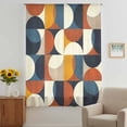 thumbnail image 3 of Navy Blue Beige Sheer Curtains 54 Inches Long, Middle Century Modern Geometric Abstract Art Light Filering Curtains, Breathable Simi Curtain Privacy Drapes for Kitchen Bathroom Small Window Treatment, 3 of 9