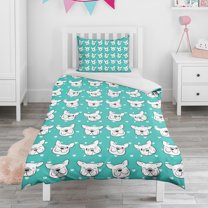 Esign Of Head Pug Dog Duvet Cover and Pillowcase Set for Single Bedding, Bedroom Accessories for Kids Teens