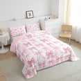 thumbnail image 3 of Manfei Plaid Bow Tie 2pcs Twin Comforter Set - Cute Pink Bow (For Girls), 3 of 8