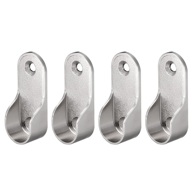 Soportes de Extremo de Varilla Ovalados Uxcell para Varilla de 0.63'' Galvanizado de Níquel Tono Plateado 4 PCS