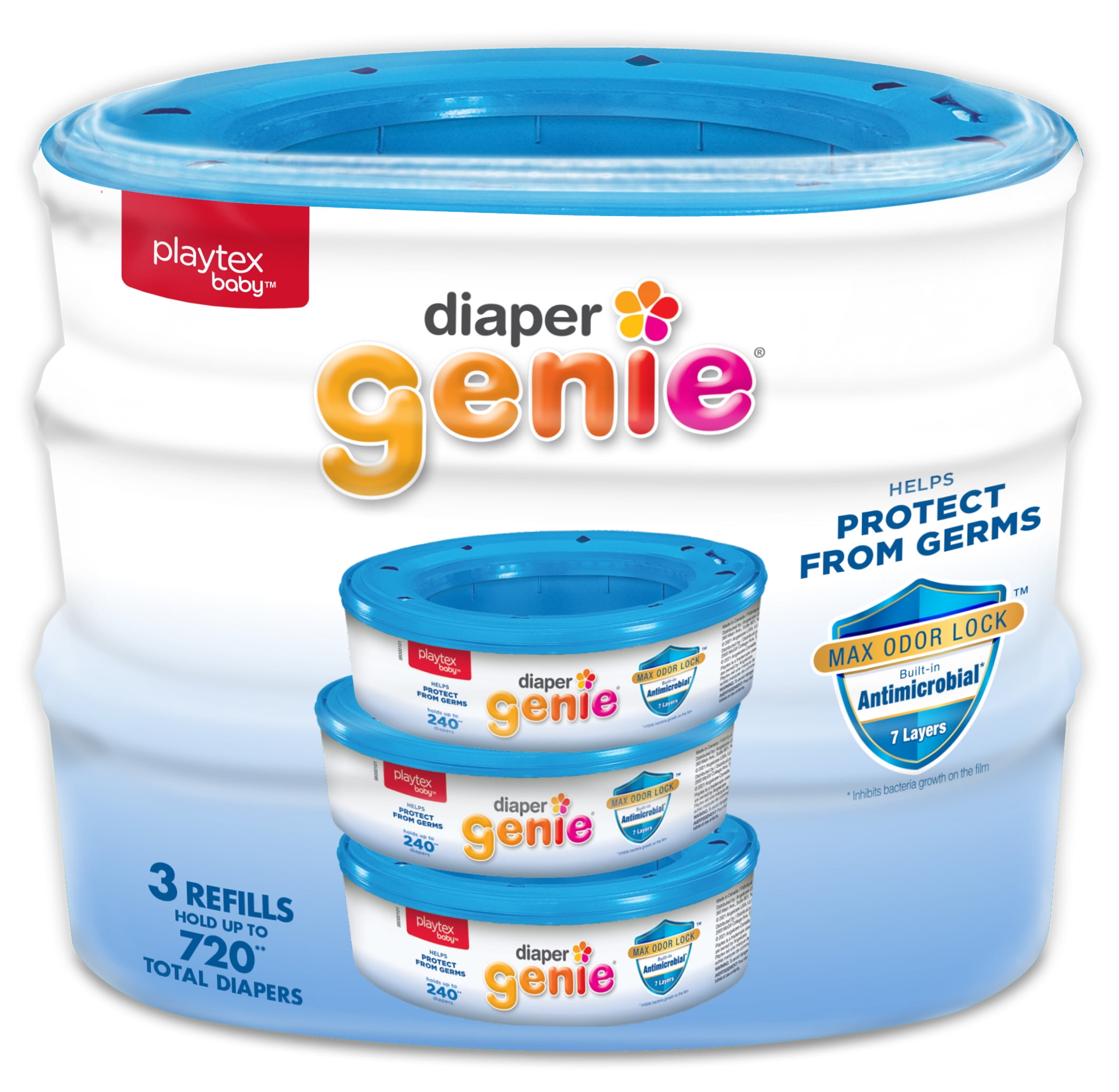 Diaper Genie Playtex Baby Diaper Pail Refills, 3 Pk, 720 Ct