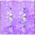 thumbnail image 1 of Metal Light Switch Plate Cover Romantic Paris Eiffel Tower Bicycle Cupid Purple PRS019, 1 of 13