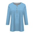 thumbnail image 2 of WTXUE T-Shirts 3/4 Sleeve, Crew Neck Shirts for Women's Button up T Shirt Top Solid | Casual for Women Sky Blue S, 2 of 5
