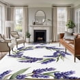 thumbnail image 3 of Summer Purple Lavender Wreath Area&nbsp;Rug 8x10ft Country Watercolor Flower Leaf Non-Slip&nbsp;Washable Square&nbsp;Rugs Soft Felt Indoor Floor Mat for Bedroom Kitchen Living Room Bathroom, 3 of 9