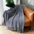 thumbnail image 1 of LOMAO Knitted Throw Blanket with Tassels Bubble Textured Lightweight Throws for Bed,Chair,Sofa,Living Room,Home Decor (Dark Grey,50*60 in), 1 of 7