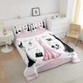 thumbnail image 4 of Pink Girly Dress Comforter Set Full Modern Fashion Woman Dress Bedding Sets Modern Bedding Comforter Sets Girly Down Comforter Black High Heels Romantic Makeup Print Duvet Sets, 4 of 7