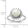 thumbnail image 5 of 14K White Gold 7.5mm FW Cultured Pearl AA Diamond Ring Size 6, 5 of 7
