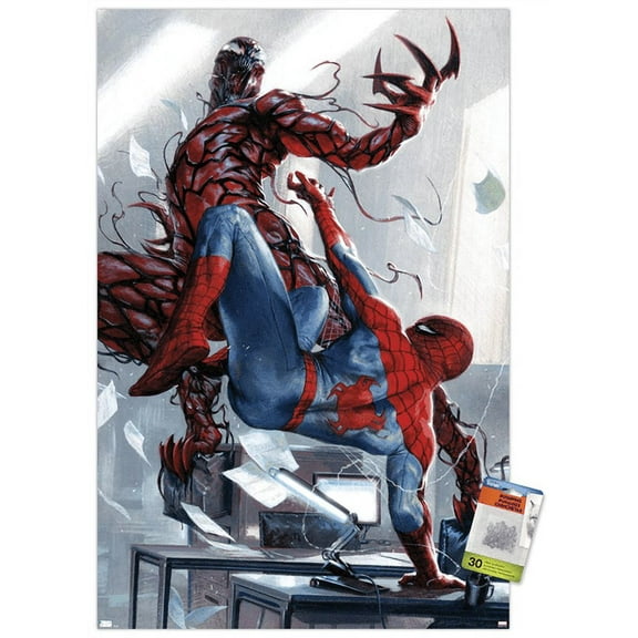 Marvel Comics - Carnage - Battle with Spider-Man Wall Poster with Push Pins, 22.375" x 34"