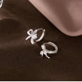 thumbnail image 5 of Sterling Silver Small Bow Hoop Earrings for Women Teens Bow Ribbon Earrings Bowknot Huggie Earrings, 5 of 5