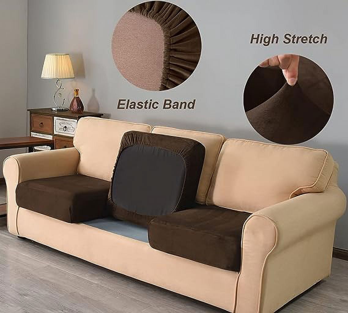 Nvzi 3 Pieces Stretch Armchair Sofa Cover for 1 Seater Couch Soft Washable Sofa Slipcover with Individual Backrest and Cushion Cover for Kids Cats Dogs (Dark Coffee,1 Seat)
