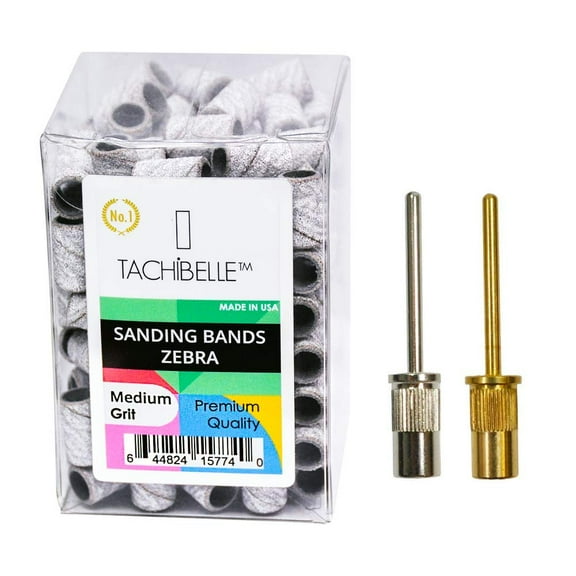 TachiBelle PREMIUM Made In USA Quality Professional Nail Sanding Bands ZEBRA Medium Grit File   FREE 2 Mandrel