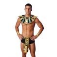 thumbnail image 4 of Disfraz de Halloween egipcio para hombre, disfraz de guerrero para fiesta temática, juego de rol, falda con dobladillo irregular sexy y puños, cuello y cinturón, 4 of 4