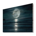 thumbnail image 2 of Designart 'Super Full Moon Over The Sea I' Modern Print on Natural Pine Wood, 2 of 5
