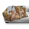 thumbnail image 3 of Animal Soft Flannel Fleece Throw Blanket, Illustration of Animals in a Farm Cloudy Sky and Windmill Print Art, Cozy Plush for Indoor and Outdoor Use, 50" x 60", Pale Blue and Brown, by Ambesonne, 3 of 6