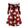 thumbnail image 4 of Vestidos de Navidad Para Mujer, Informal, Estampado Navideño, Manga Larga, Hombros Descubiertos, Vestido A La Rodilla, Minivestido de Fiesta Odeerbi ODB202912, 4 of 5
