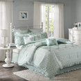 thumbnail image 5 of Mindy 9 Piece Cotton Percale Comforter Set Aqua King, 5 of 5