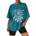 thumbnail image 2 of TSADFHJI Hauts pour Femmes Manches 3/4 T-Shirt d'Été Ample Col Rond Manches Courtes Haut Décontracté TTG Bleu, 2 of 4