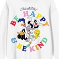 thumbnail image 6 of Looney Tunes Be Happy & Be Kind Characters Women's White Crew Neck Sweatshirt-Small, 6 of 7