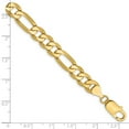 thumbnail image 2 of 14k Yellow Gold Solid Polished 7.5mm Flat Figaro Chain Bracelet 8 Inch Lobster Claw Link Bracelet for Women and Men, 2 of 2