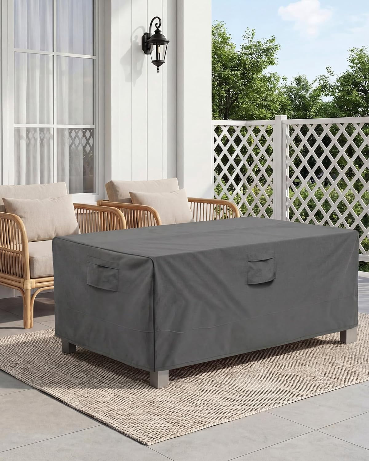2 Pack 600D Heavy Duty Waterproof High Back Patio Chair Covers Outdoor Lawn Garden Furniture Rectangle-72"L x 44"W x 23"H