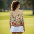 thumbnail image 5 of Uorisanigo Hummingbird Flower Womens 3/4 Sleeve Golf Shirts Versatile Athletic Polo Workout Tops Comfortable Dry-Fit Fashionable Quarter Zip Daily Wear Workout Sports for Women, 5 of 7
