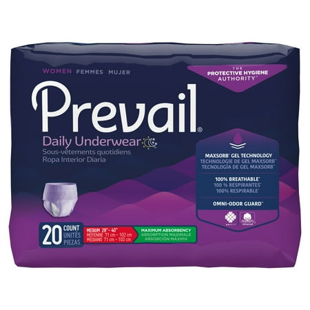Prevail Maximum Absorbency Incontinence Underwear for Women  Small/Medium  20 Count