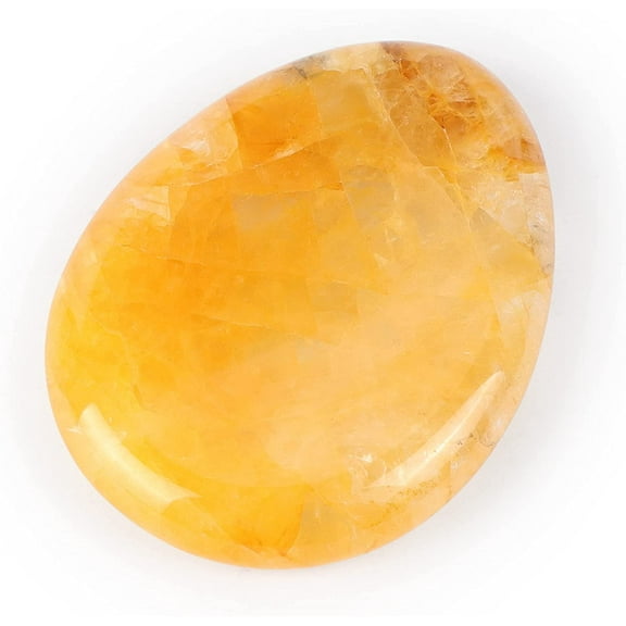 Artistone Water Drop Citrine Crystal Worry Stone Hand Carved Healing Crystal Pocket Thumb Stone Gift
