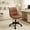 Brown, variant on Vanity Chair with Back, PU Leather Swivel Office Desk Chair, Height Adjustable Armless Chair for Small Spaces, Bedroom, Vanity, Home Office Beige