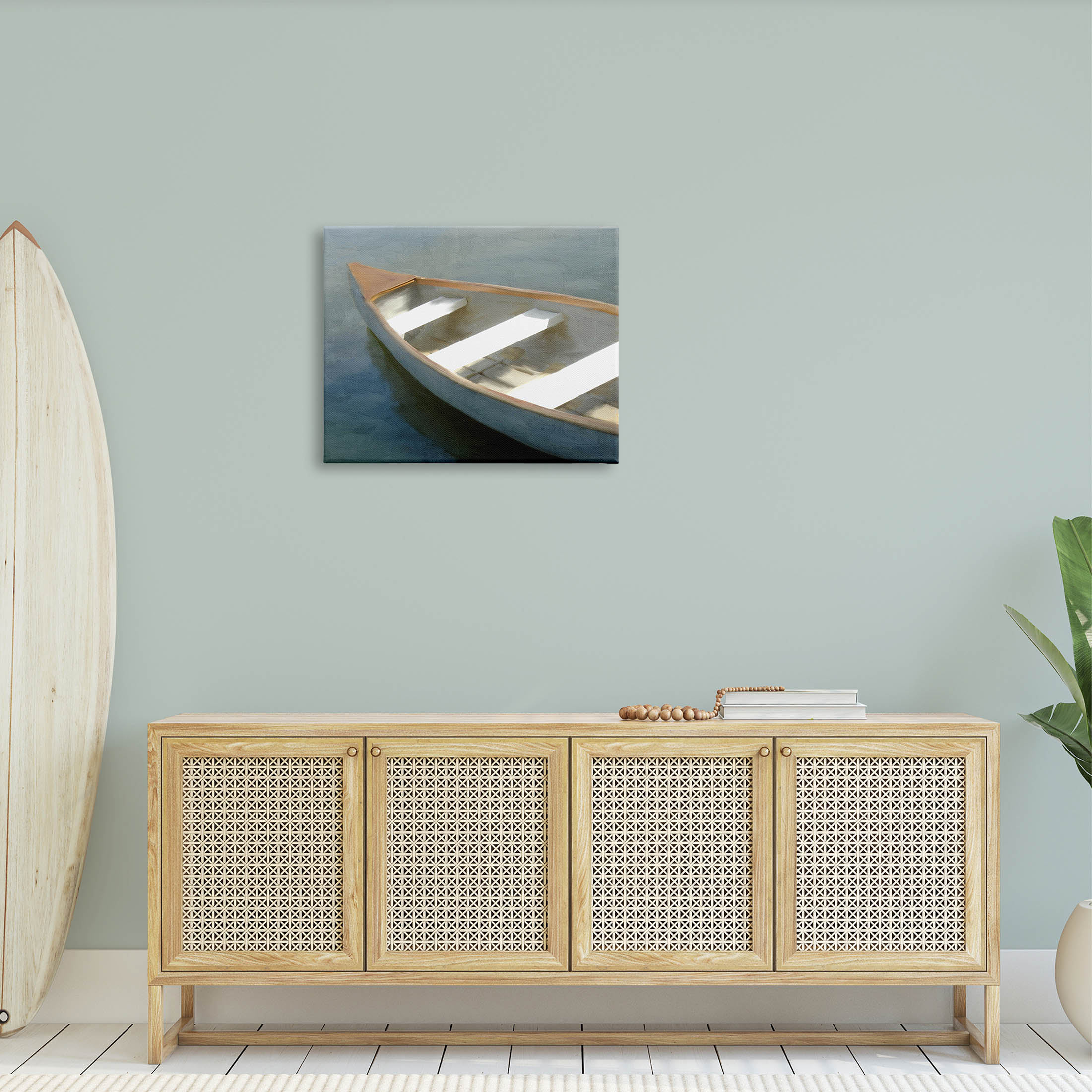 Stupell Industries Lone Canoe Boat Floating Deep Lake Painting Gallery Wrapped Canvas Print Wall Art, Design by Kim Allen
